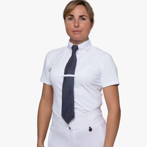 Premier Equine Luciana Ladies Short Sleeve Tie Shirt White